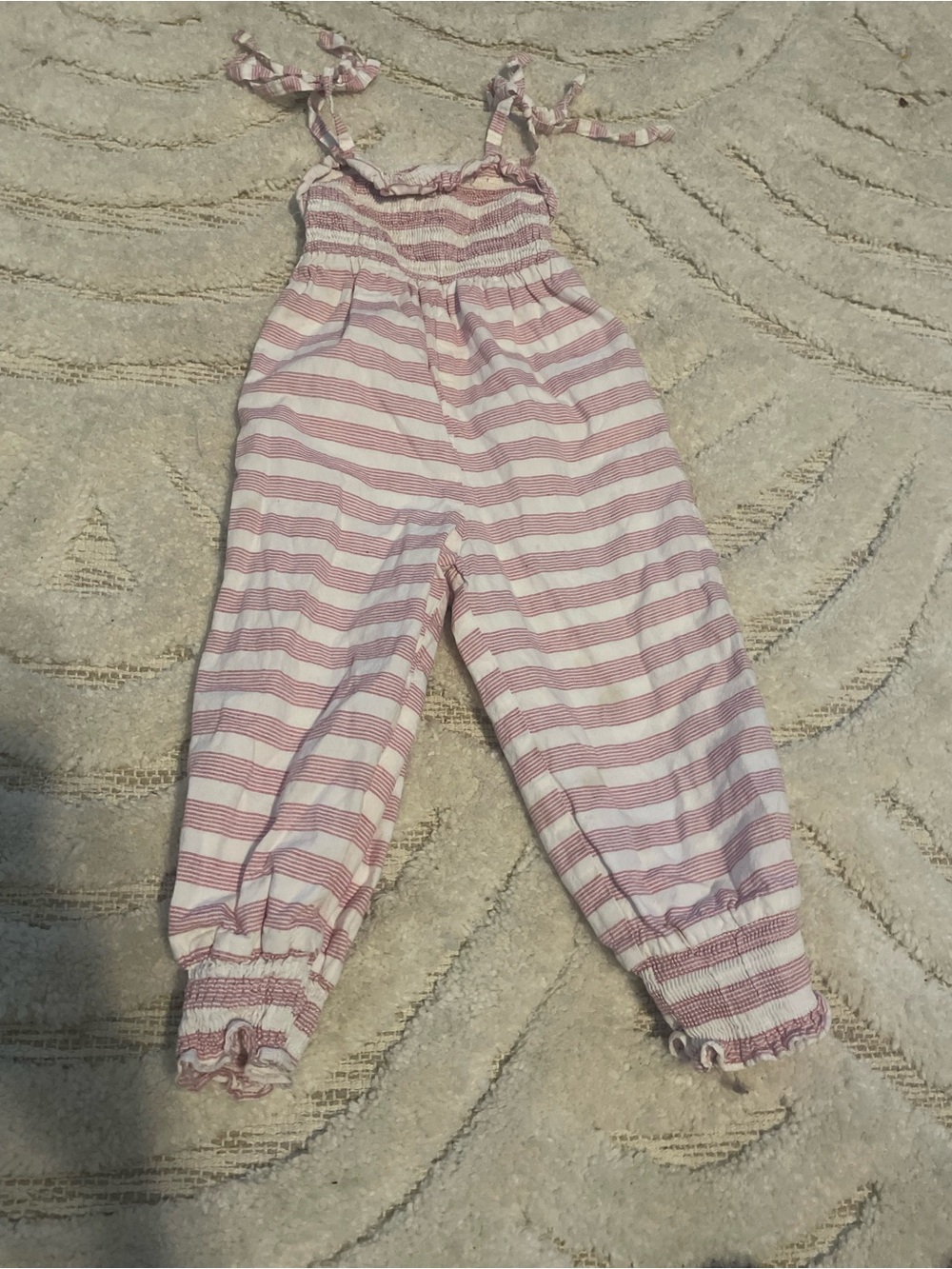 SweetHoney Pink and White Striped Girls Jumpsuit Romper Sz 2